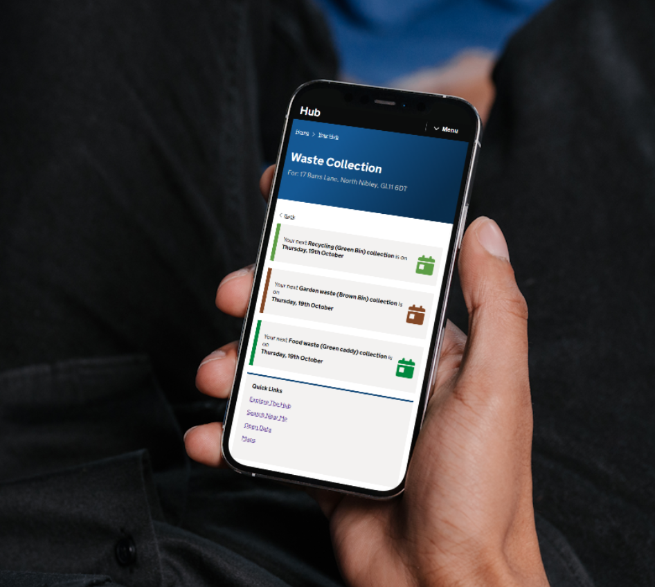Person holding a phone using Hub
