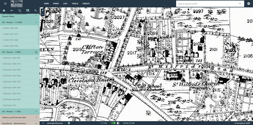 XMAP screenshot - historic maps