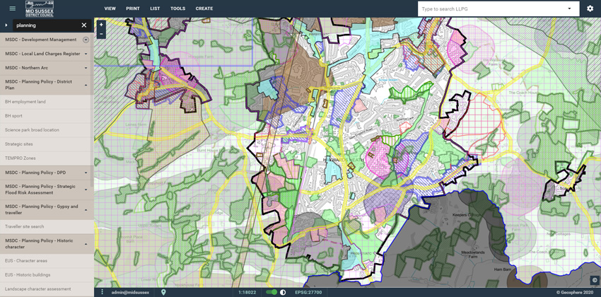XMAP screenshot - planning data