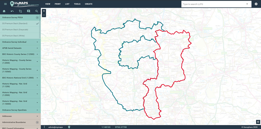 XMAP screenshot - boundaries