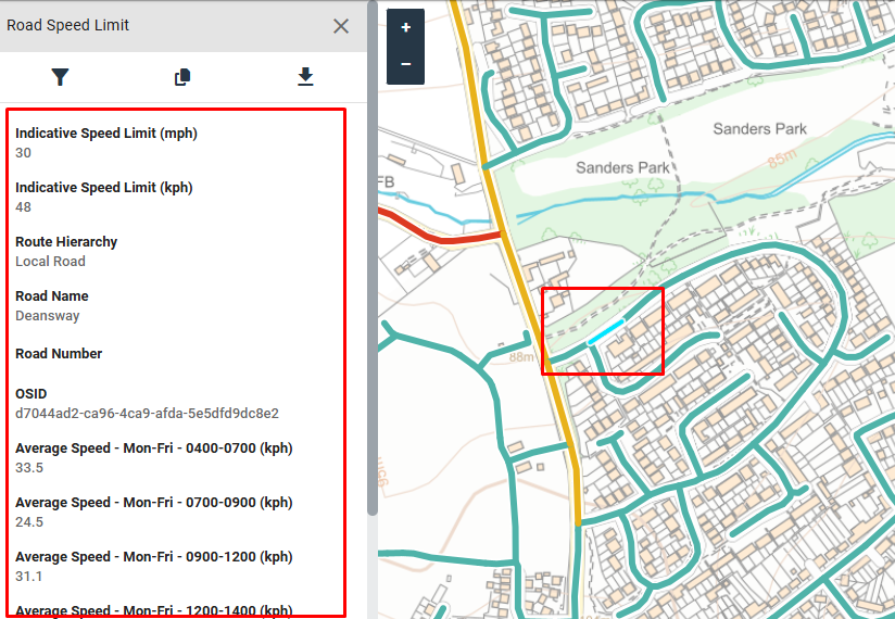 XMAP displaying road speed averages