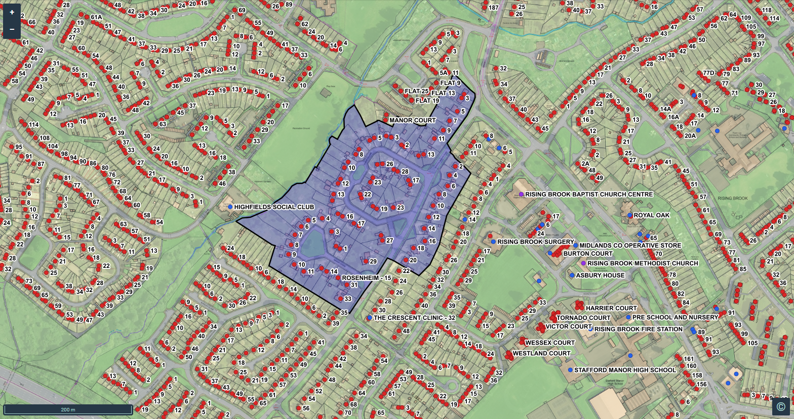 Stafford and Cannock Chase address layer in XMAP